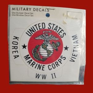 2 Vintage USMC Veterans Military Decal (Set of 2)